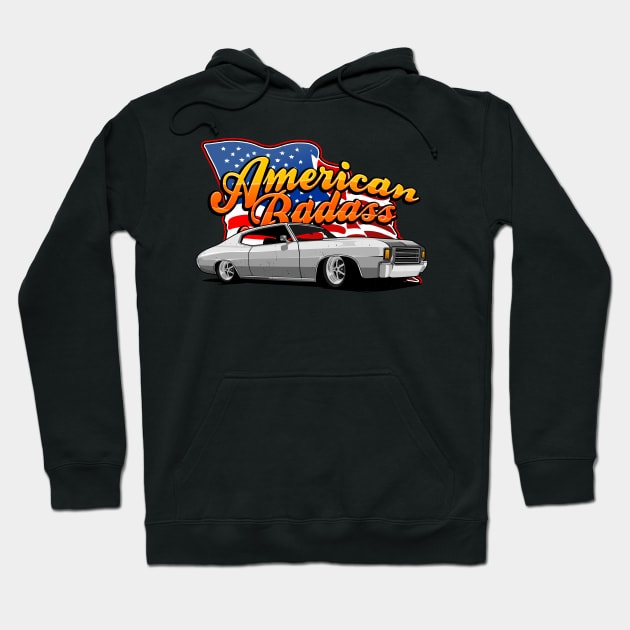 distressed american badass chevy chevelle ss Hoodie by small alley co